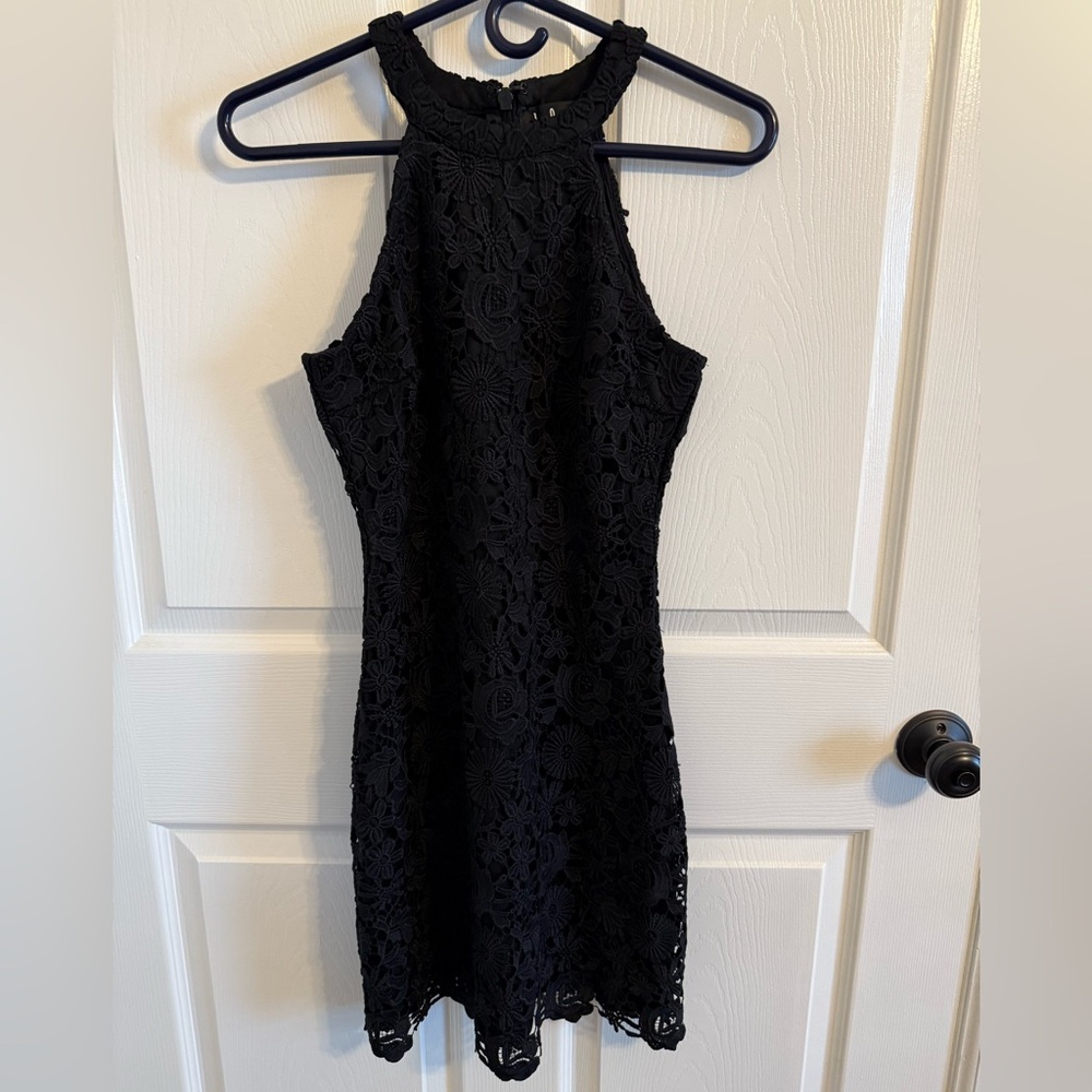 Lulu's Black Sleeveless Halter Cocktail Dress